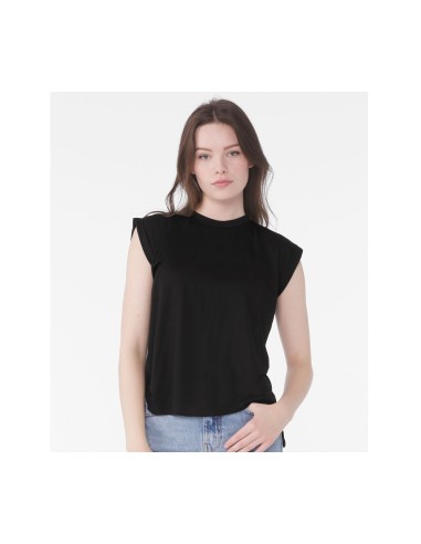 B-8804-Womens Flowy Muscle Tee With Rolled Cuff